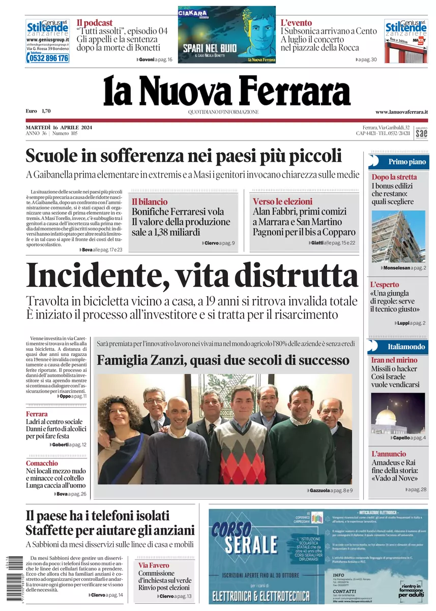 Prima-pagina-nuova ferrara-oggi-edizione-del-2024-04-16